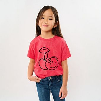 SmileyWorld Cherry Face Outline - Youth Short Sleeve Graphic T-Shirt