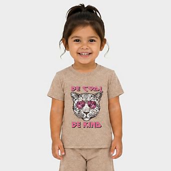 Be Cool Be Kind Leopard - Toddler Crew Shorts Set