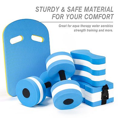 5 Piece Water Aerobics Set Foam Dumbbell Kickboard Pull Buoy Pool Fitness Equipment