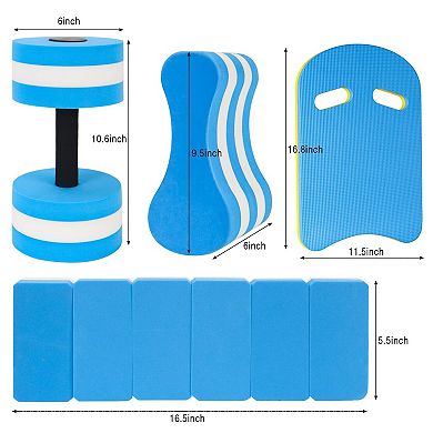 5 Piece Water Aerobics Set Foam Dumbbell Kickboard Pull Buoy Pool Fitness Equipment