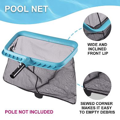 4 Piece Pool Cleaning Kit Wall Brush Rotatable Scrubber Leaf Rake Skimmer Net
