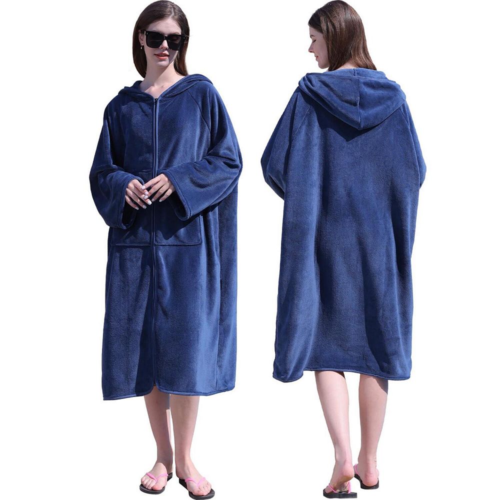 Oversized Coral Fleece Surf Poncho Changing Robe With Pockets For Beach ...