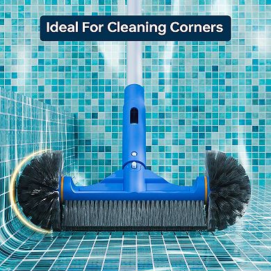 Pool Cleaning Kit Skimmer Net Round Brush Adjustable Aluminum Pole