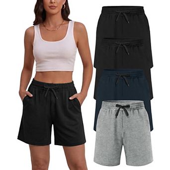 4-Pack Womens Casual Loose Knit Active Wear Shorts With Pockets