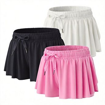 3-Pack Womens Flowy Athletic 2-in-1 Shorts With Built-in Liner For Workout Gym Running