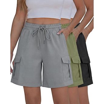 3-Pack Womens High Waisted Cargo Hiking Shorts Casual Athletic Summer