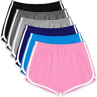 6-Pack Womens High Waist Cotton Athletic Shorts For Yoga Dance Sports