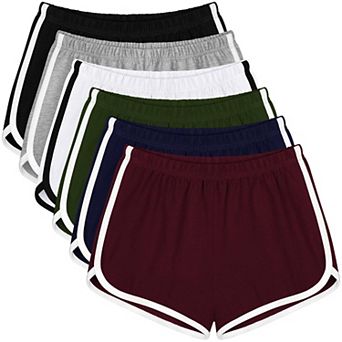 6-Pack Womens High Waist Cotton Athletic Shorts For Yoga Dance Sports