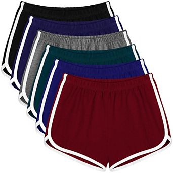 6-Pack Womens High Waist Cotton Athletic Shorts For Yoga Dance Sports