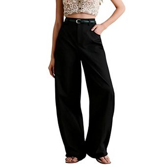 Women High Waist Wide Leg Full Length Casual Trousers
