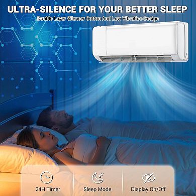 9000 BTU Mini Split AC Heater 19 SEER2 WiFi Alexa Self Clean 550 Sq Ft