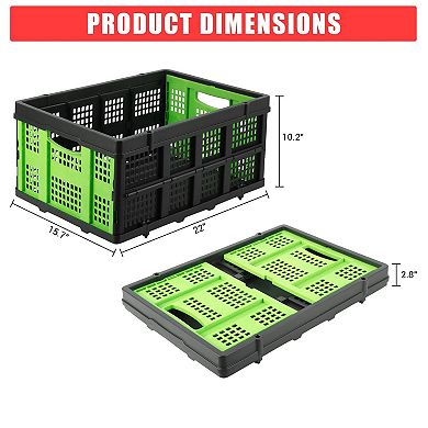 Collapsible Plastic Storage Crate 55L with Side Handle, Rectangular Milk Crate for Home Garage