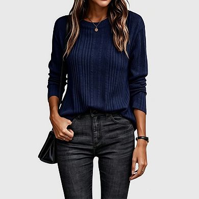 Fall Long Sleeve Shirts for Women Dressy Crewneck Pullover Sweaters Tunic Tops