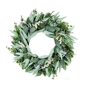 20" Artificial Eucalyptus Front Door Wreath, Everyday Greenery Wreath for Wall Entryway Decor