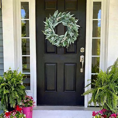 20" Artificial Eucalyptus Front Door Wreath, Everyday Greenery Wreath for Wall Entryway Decor