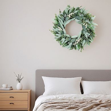 20" Artificial Eucalyptus Front Door Wreath, Everyday Greenery Wreath for Wall Entryway Decor