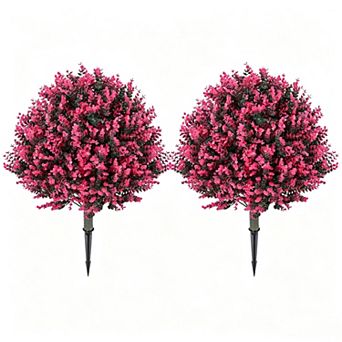 Set of 2 Artificial Topiary Ball, UV-Resistant Outdoor Realistic Plants with Stake for Garden Patio