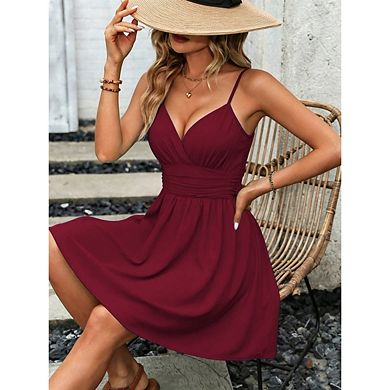 Women's Long Sleeve Crewneck Ribbed Knit Pleated A-Line Long Wedding Guest Dresses