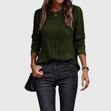 Fall Long Sleeve Shirts for Women Dressy Crewneck Pullover Sweaters Tunic Tops