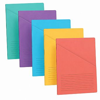 25 Pack Lined Vertical Slash Pocket File Folders 5 Assorted Colors Letter Size