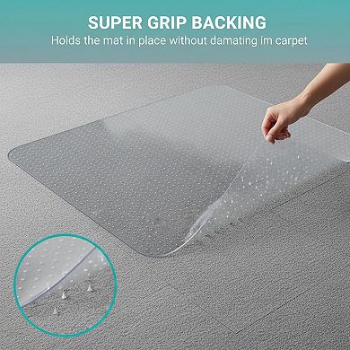 Clear Office Chair Mat for Low Carpeted Floors Thick Sturdy Easy Glide Transparent Protector