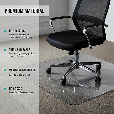 Clear Office Chair Mat for Low Carpeted Floors Thick Sturdy Easy Glide Transparent Protector