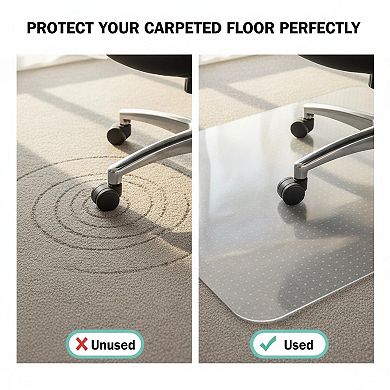 Clear Office Chair Mat for Low Carpeted Floors Thick Sturdy Easy Glide Transparent Protector