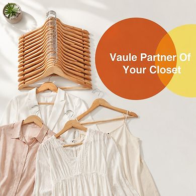 30 Pack Heavy Duty Solid Wood Coat Hangers Smooth Finish Non Slip Closet Organizer