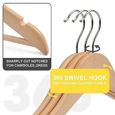 30 Pack Heavy Duty Solid Wood Coat Hangers Smooth Finish Non Slip Closet Organizer