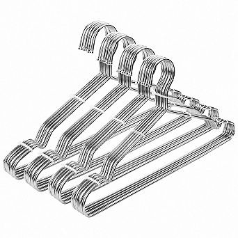 40 Pack Heavy Duty Stainless Steel Coat Hangers Non Slip Notch Space Saving