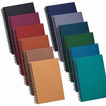 12 Pack A5 Spiral Notebooks College Ruled 120 Pages Thick Cover Side Bound Journal for Work School