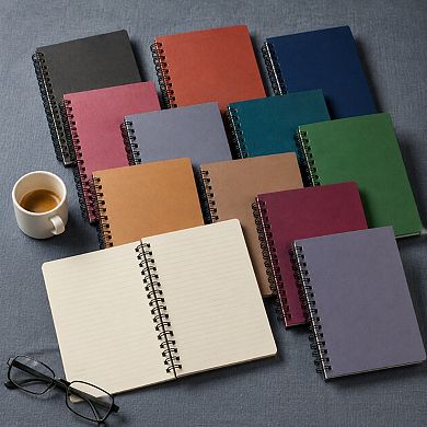 12 Pack A5 Spiral Notebooks College Ruled 120 Pages Thick Cover Side Bound Journal for Work School