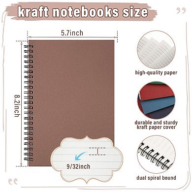12 Pack A5 Spiral Notebooks College Ruled 120 Pages Thick Cover Side Bound Journal for Work School