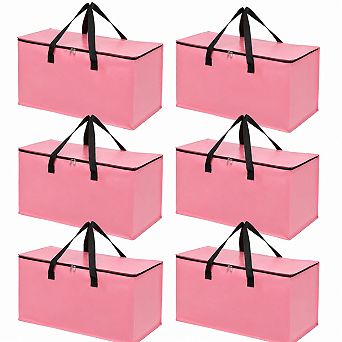 6 Pack Extra Large Heavy Duty Moving Bags Reinforced Zipper Wide Handles Home Storage Organization