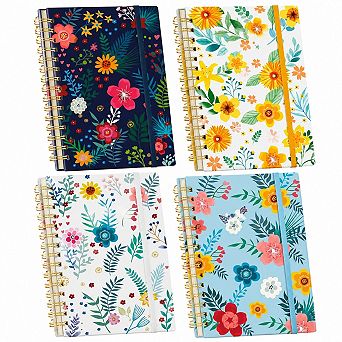 4 Pack A5 Spiral Hardcover Notebooks College Ruled Thick Paper Journal