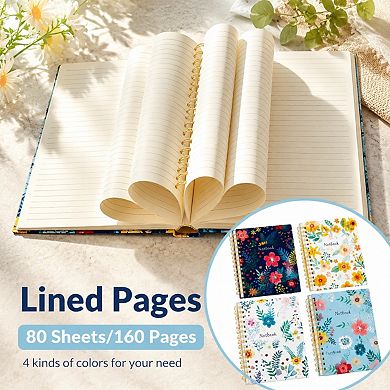 4 Pack A5 Spiral Hardcover Notebooks College Ruled Thick Paper Journal