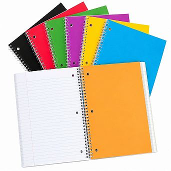 6 Pack 3 Subject Spiral Notebooks Wide Ruled No Bleed Thick Paper 150 Sheets