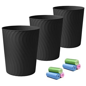 3 Pack 1.8 Gallon Slim Plastic Trash Can For Bathroom Kitchen Bedroom Office Dorm