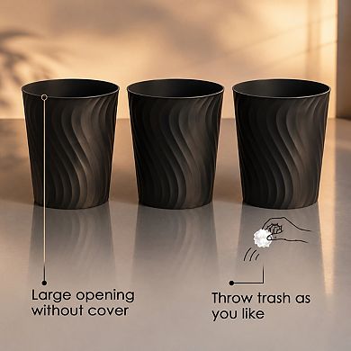 3 Pack 1.8 Gallon Slim Plastic Trash Can For Bathroom Kitchen Bedroom Office Dorm