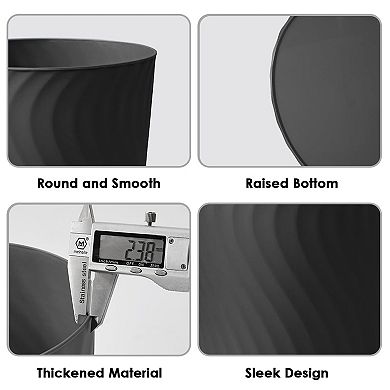 3 Pack 1.8 Gallon Slim Plastic Trash Can For Bathroom Kitchen Bedroom Office Dorm