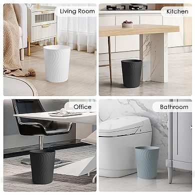 3 Pack 1.8 Gallon Slim Plastic Trash Can For Bathroom Kitchen Bedroom Office Dorm