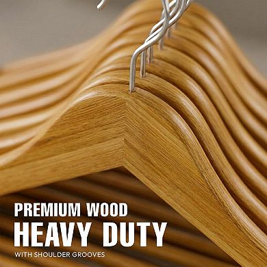 20 Pack Heavy Duty Wooden Coat Hangers 360 Rotating Hook Non Slip Shoulder Notches
