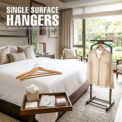 20 Pack Heavy Duty Wooden Coat Hangers 360 Rotating Hook Non Slip Shoulder Notches