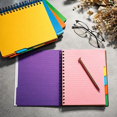 6 Subject A5 Spiral Notebooks College Ruled Divider Tabs 240 Pages Lined Journal