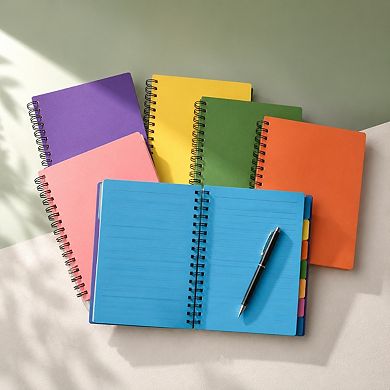 6 Subject A5 Spiral Notebooks College Ruled Divider Tabs 240 Pages Lined Journal