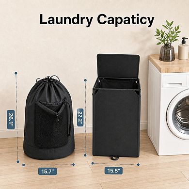 60L 2-in-1 Laundry Hamper Backpack Waterproof Versatile Storage for Dorm Travel