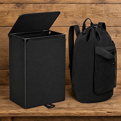 60L 2-in-1 Laundry Hamper Backpack Waterproof Versatile Storage for Dorm Travel