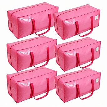 6 Pack Extra Heavy Duty Large Moving Storage Totes with Strong Zippers Comfort Handles for College