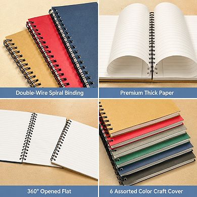 12 Pack A5 Spiral Notebooks Bulk, 120 Wide Ruled Pages Soft Cover Journals for School Office