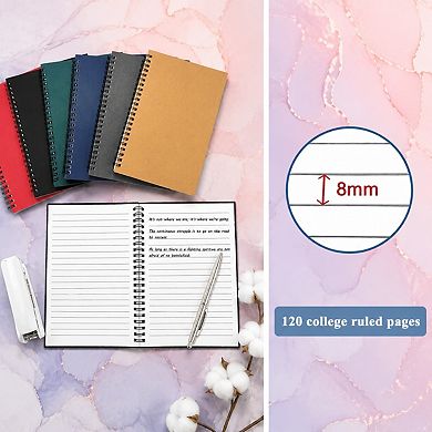 12 Pack A5 Spiral Notebooks Bulk, 120 Wide Ruled Pages Soft Cover Journals for School Office